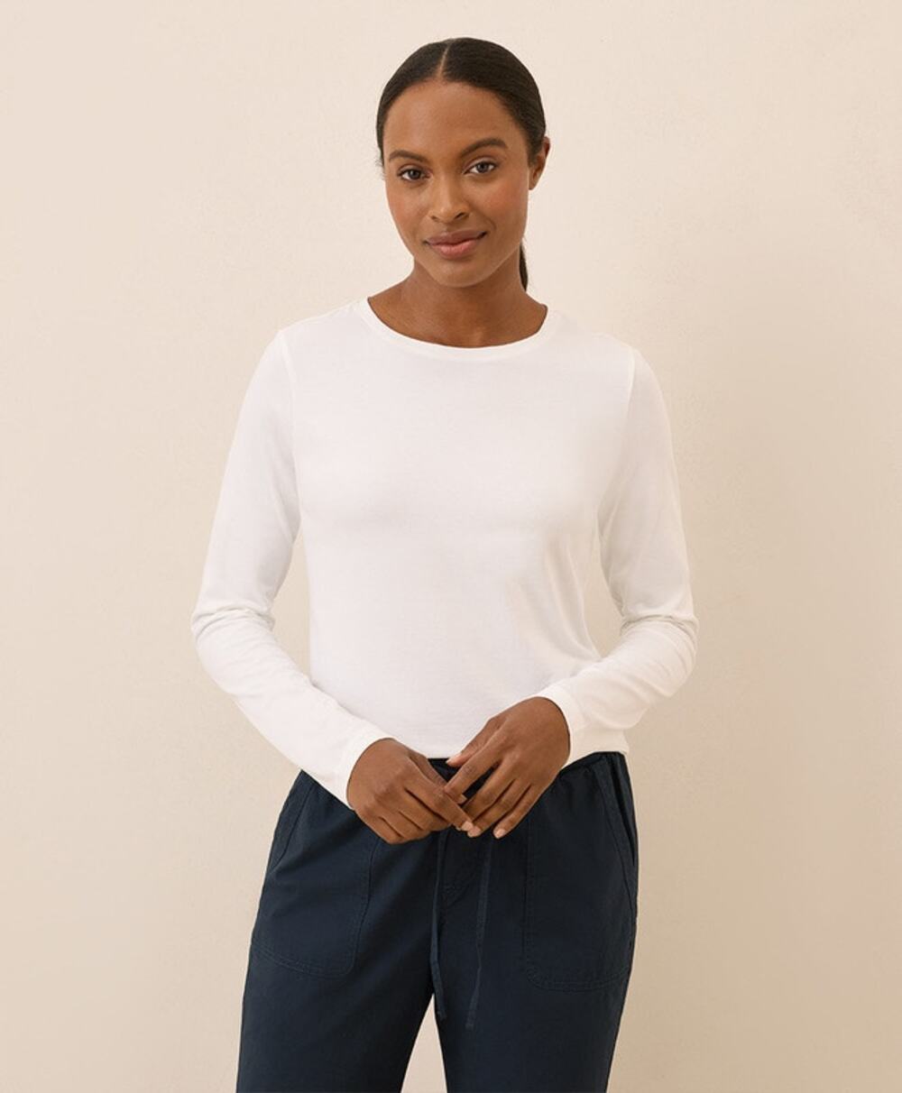 Pact Organic Cotton White Long Sleeve Tee S